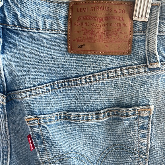 Blue Levi High Rise Denim Shorts - Picture 4 of 5